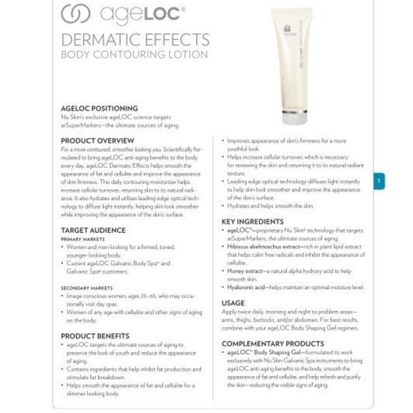 Skincare Nu Skin Ageloc Dermatic Effects Body Contouring Lotion 15ml